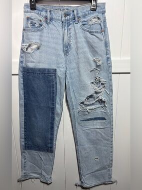 American Eagle Ex-Boyfriend patchwork blue jeans